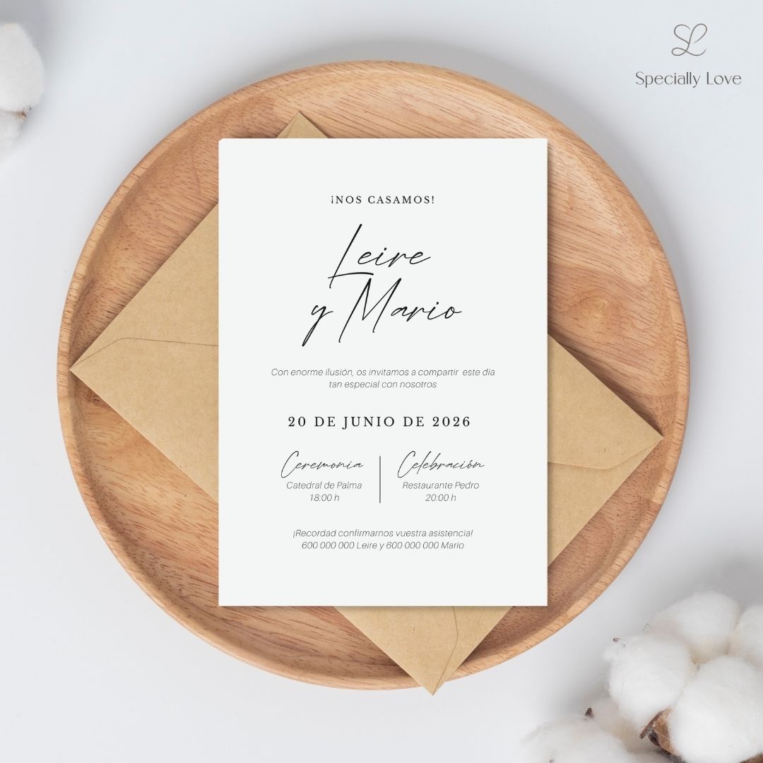 Invitaciones de boda para imprimir minimalist